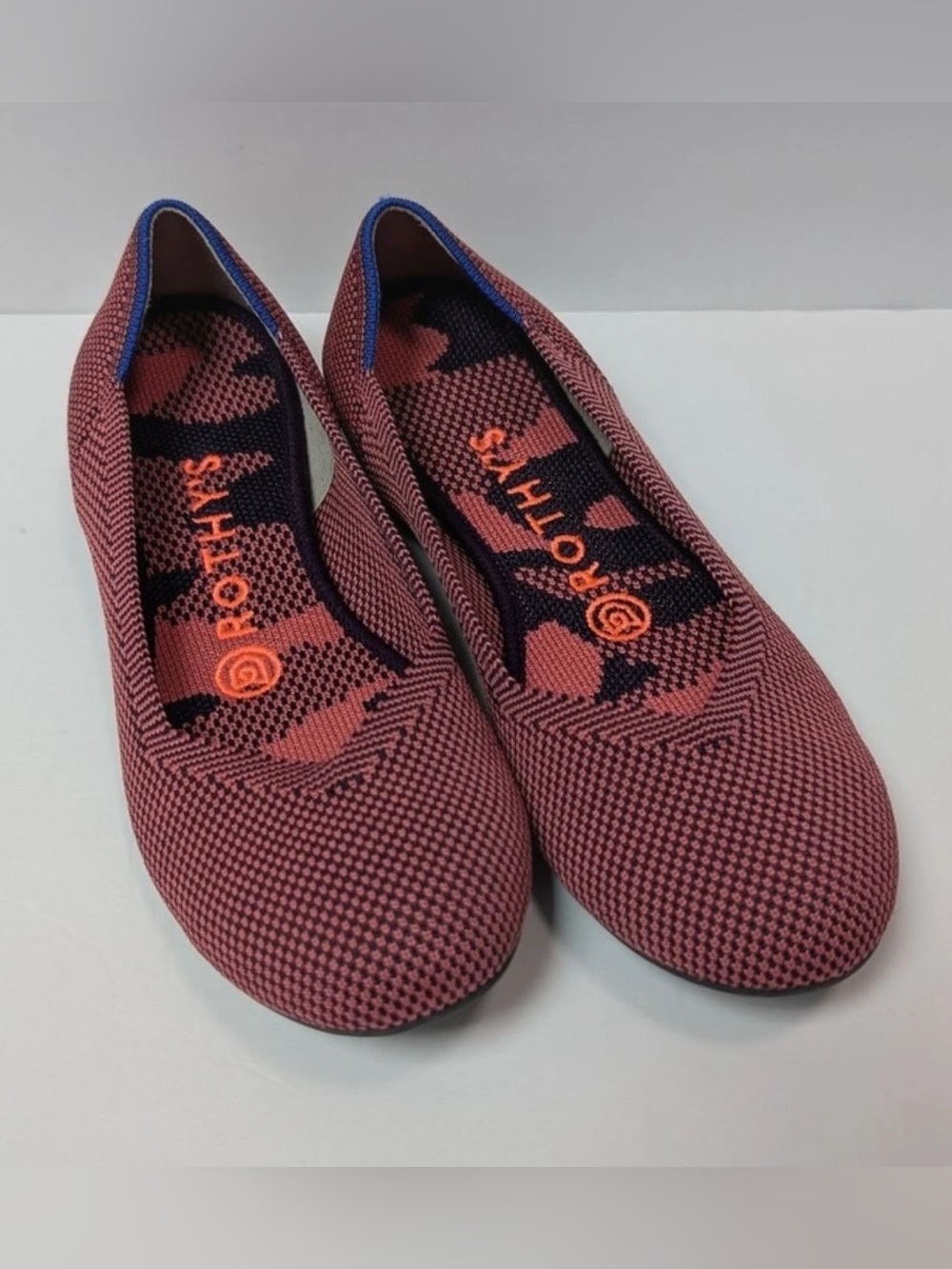 Rothy's Herringbone Knit Slip-On Flats Pink Blue Women's US 6